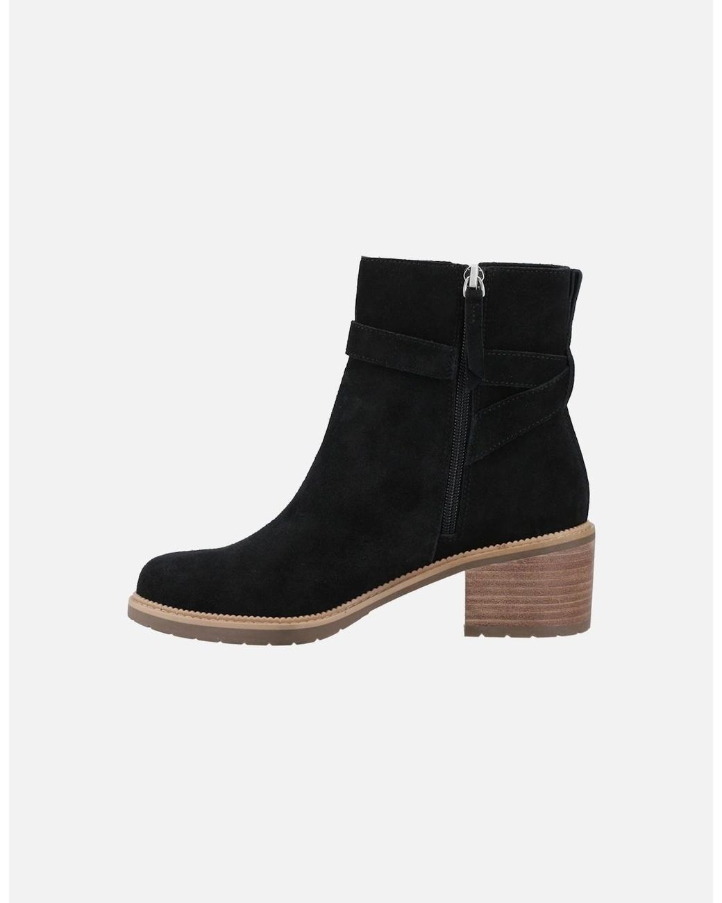 TOMS Black Hailey Buckle Leather Heeled Ankle Boots