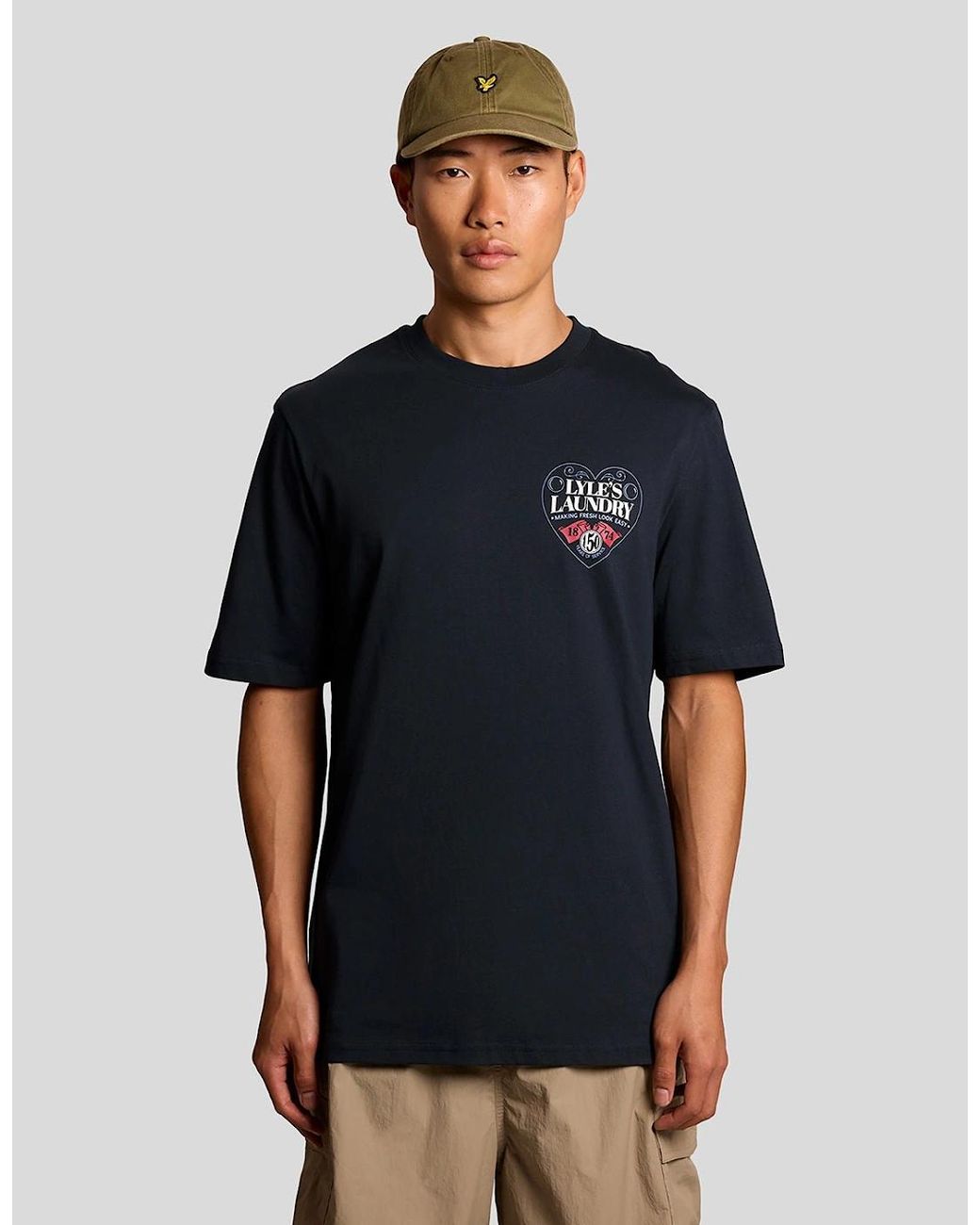 Lyle & Scott Blue Chest Graphic T-Shirt for men