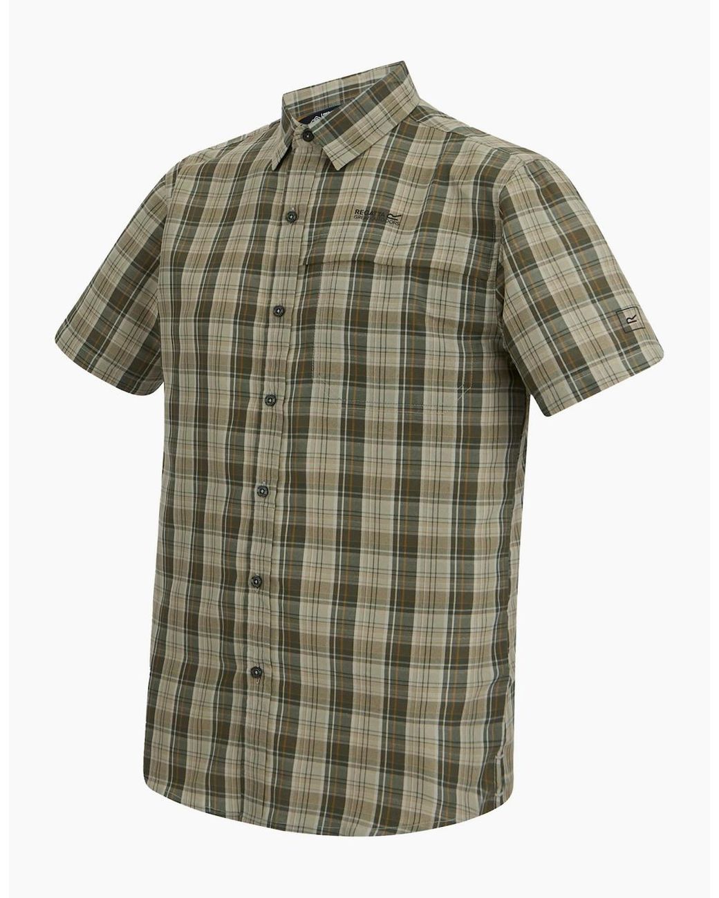 Regatta Green Mindano Multi Check Short-Sleeved Shirt for men