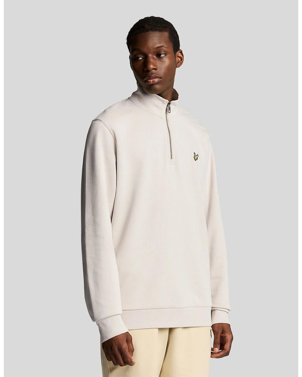 Lyle & Scott Natural Cotton Loopback 1/4 Zip Sweatshirt for men