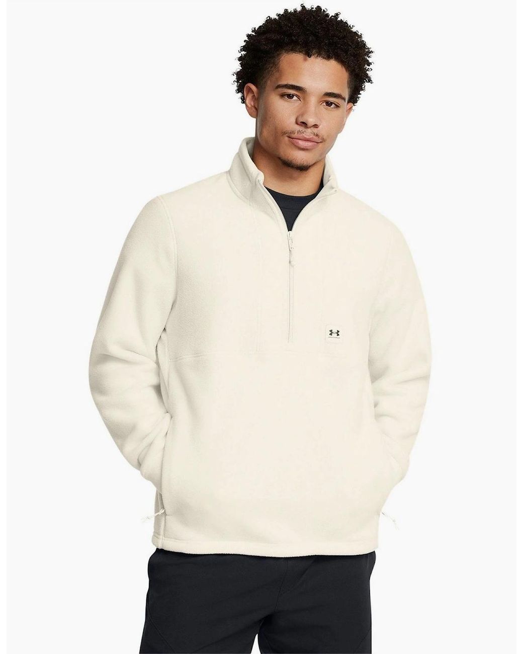 Under Armour White Funnel Neck High Collar Long Sleeve Warm Sweatshirt for men