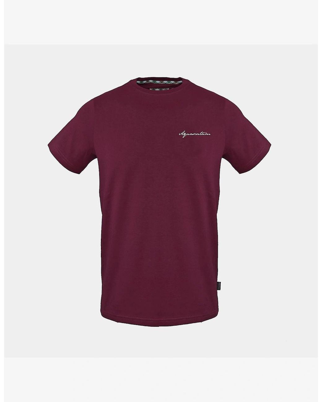 Aquascutum Purple Crew Neck Short Sleeve Lettering T-Shirt for men