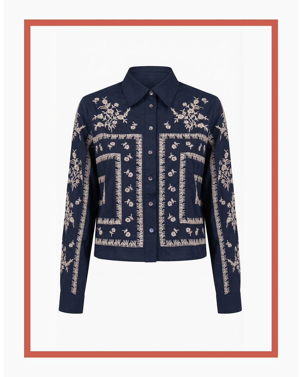 Nooki Design Brown Sienna Embroidered Cropped Shirt