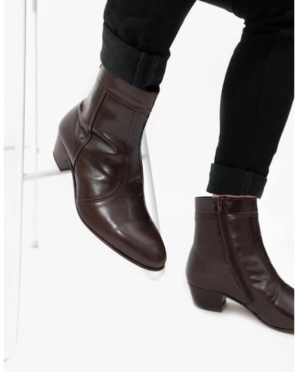 Club Cubano Black Emmanuel Smooth Leather Cuban Heel Boots for men