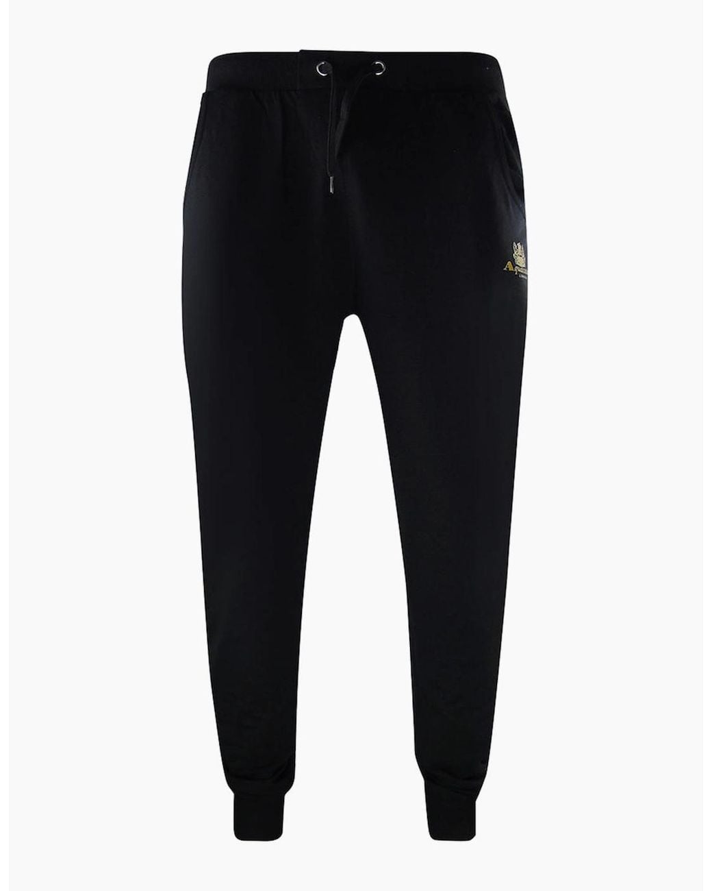 Aquascutum Black London Logo Crewneck Tracksuit Pants Set for men