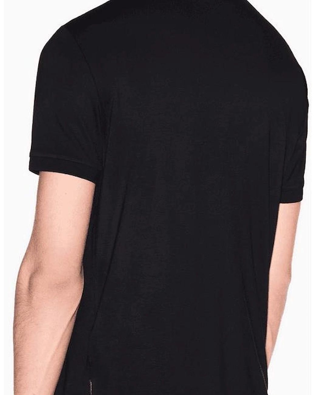 ARMANI EXCHANGE Black Slim Fit Stretch Technical Zip Polo Shirt for men