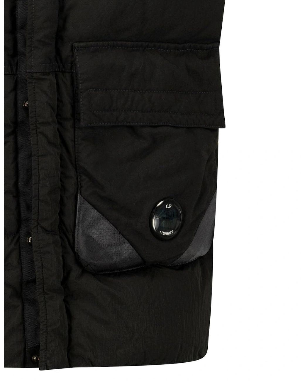 C P Company Black Lens Garment Dyed Eco-Chrome R Gilet for men