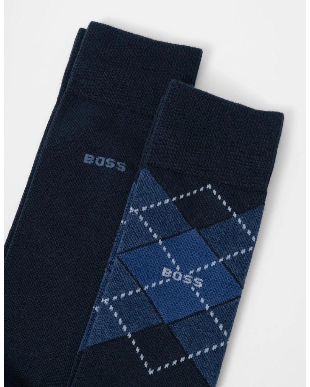 Boss Blue Boss 2 Pack Combed Cotton Argyle Socks for men
