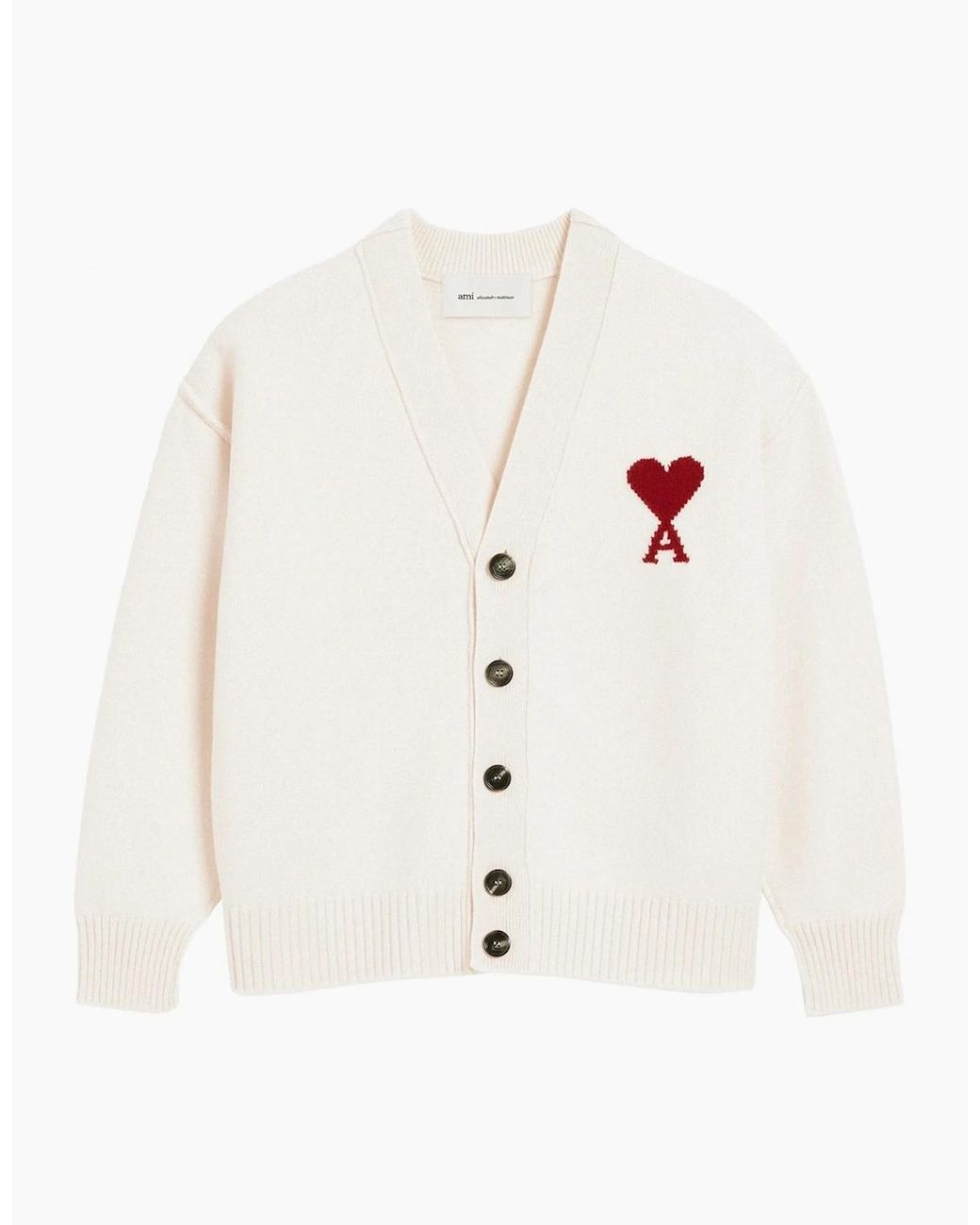 AMI White Contrasted Ami De Coeur Cardigan for men