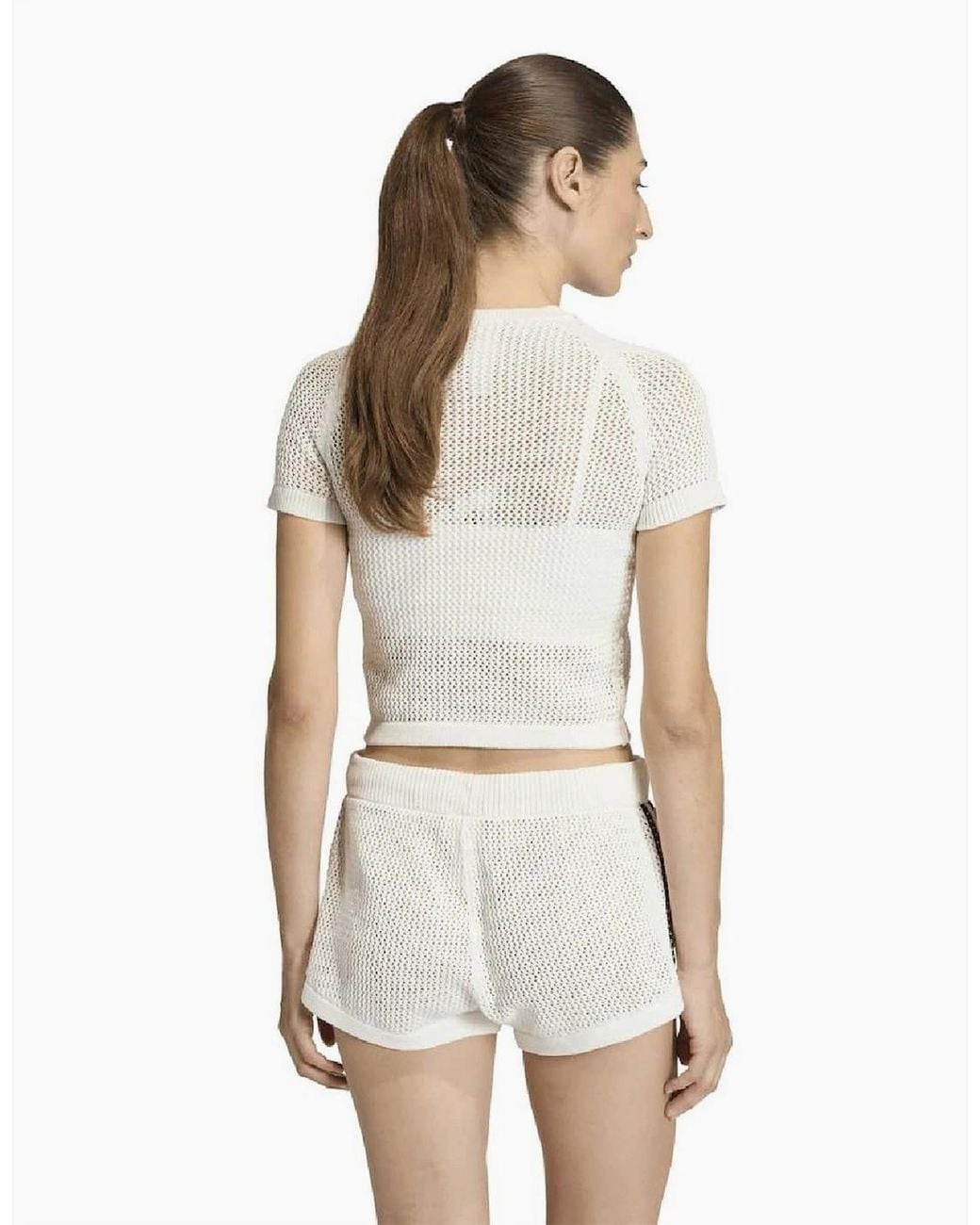 Adidas Originals White Knitted Crochet Cali T-Shirt