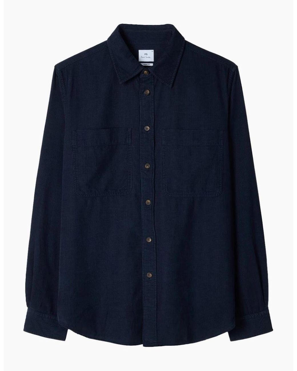 Paul Smith Blue Ps Casual Fit Cord Shirt 49 Dk for men