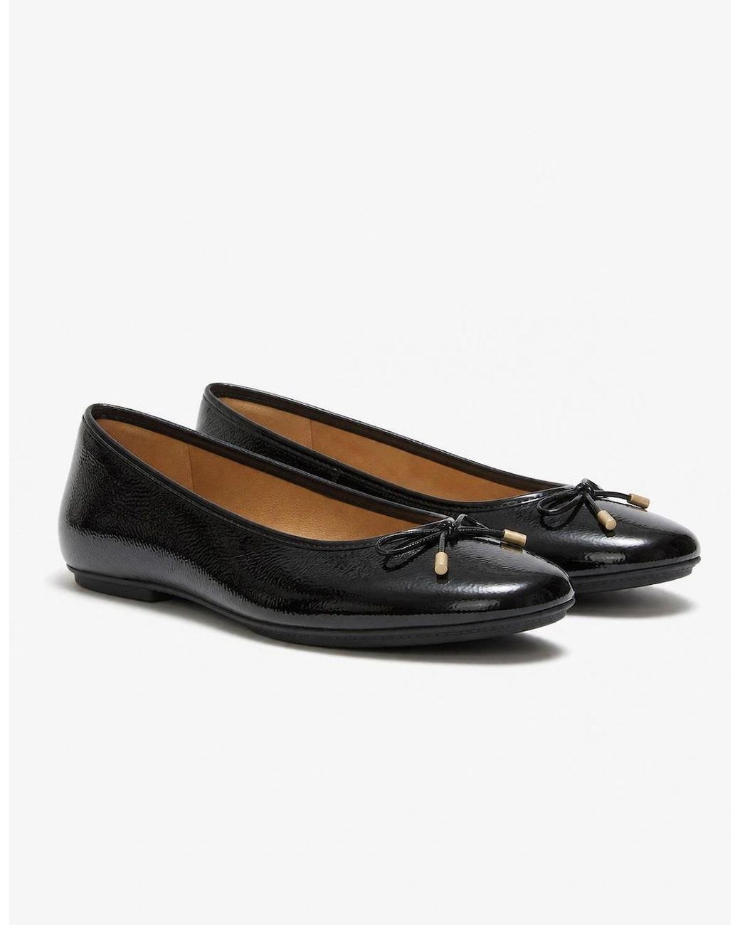 Fitflop Black Delicato Bow Textured Patent-Leather Ballerina Shoes