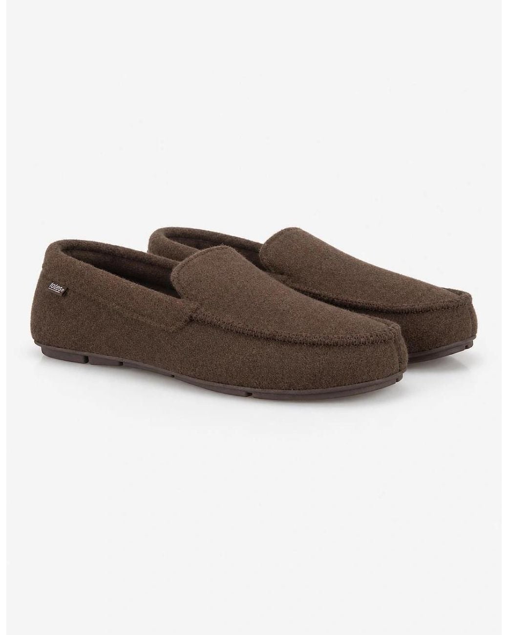 Totes Brown Toasties Felt Moccasin Slipper With Check Sock Moccasins for men