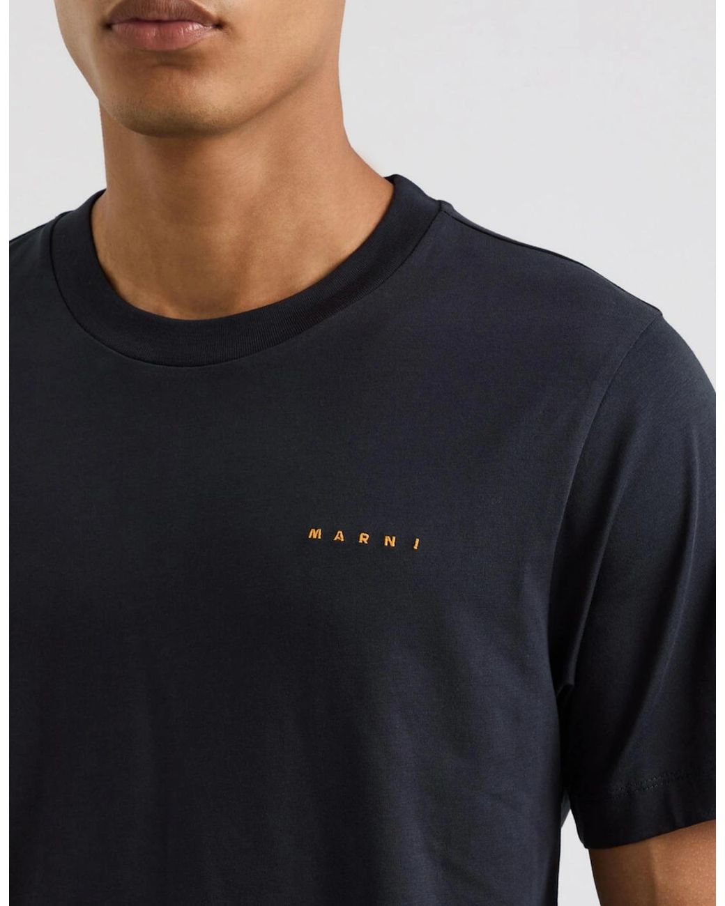 Marni Blue Embroidered Logo Tee