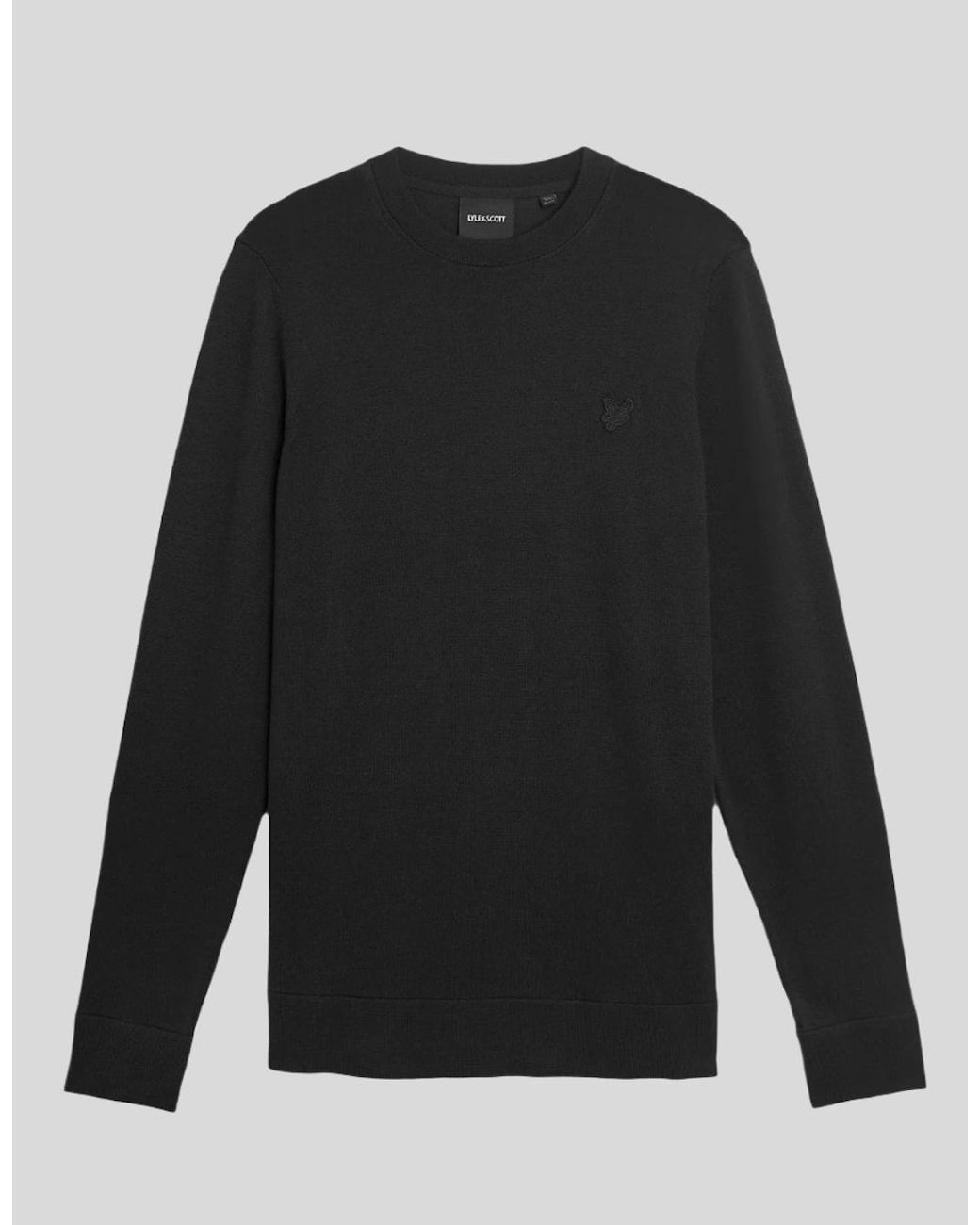 Lyle & Scott Black Superfine Cotton Crew Neck Jumper for men