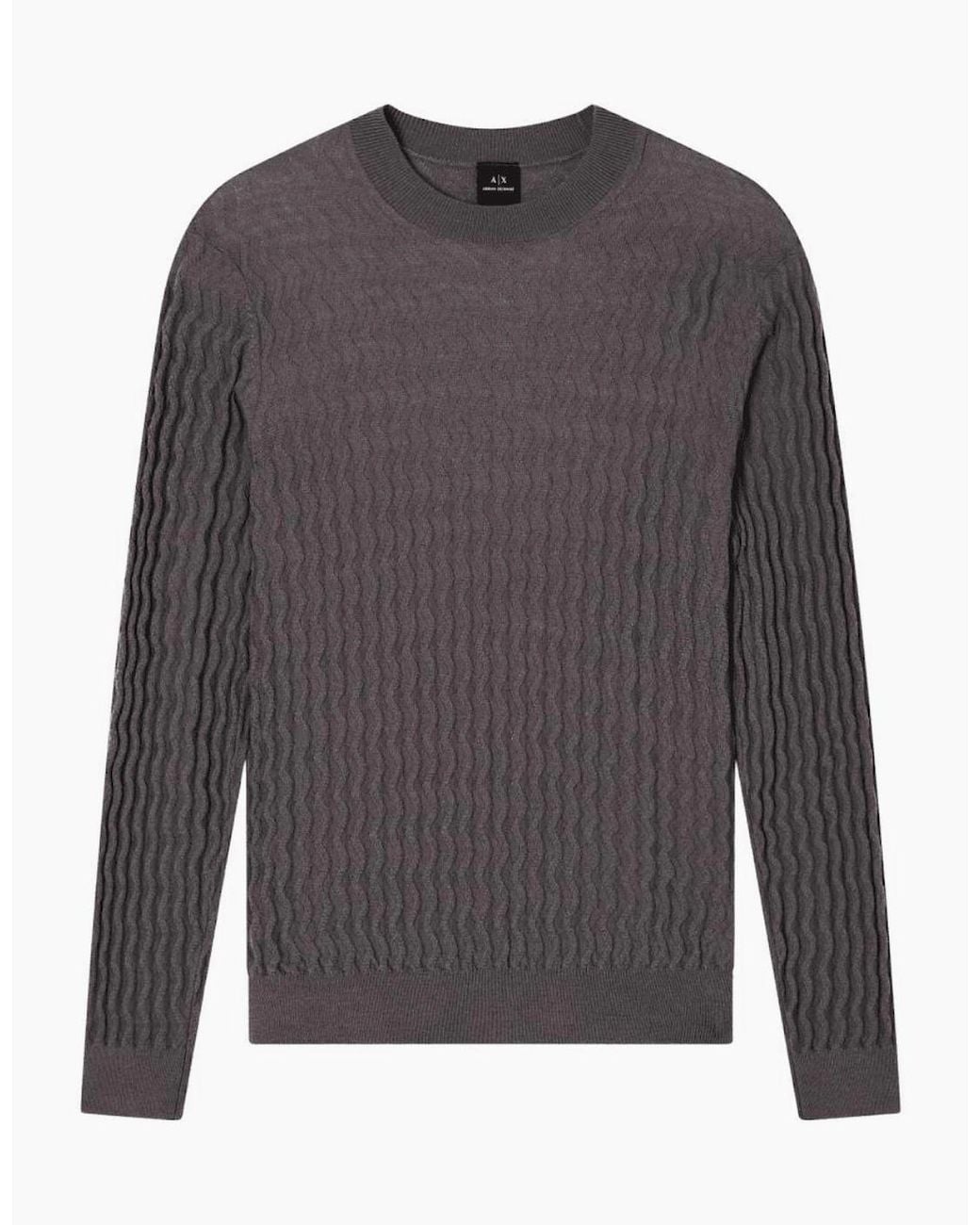 ARMANI EXCHANGE Gray Wave Texture/ Knitwear Sweater for men