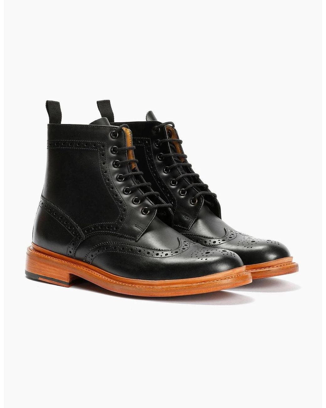 Chapman & Moore Black Walter Brogue Leather Boots for men