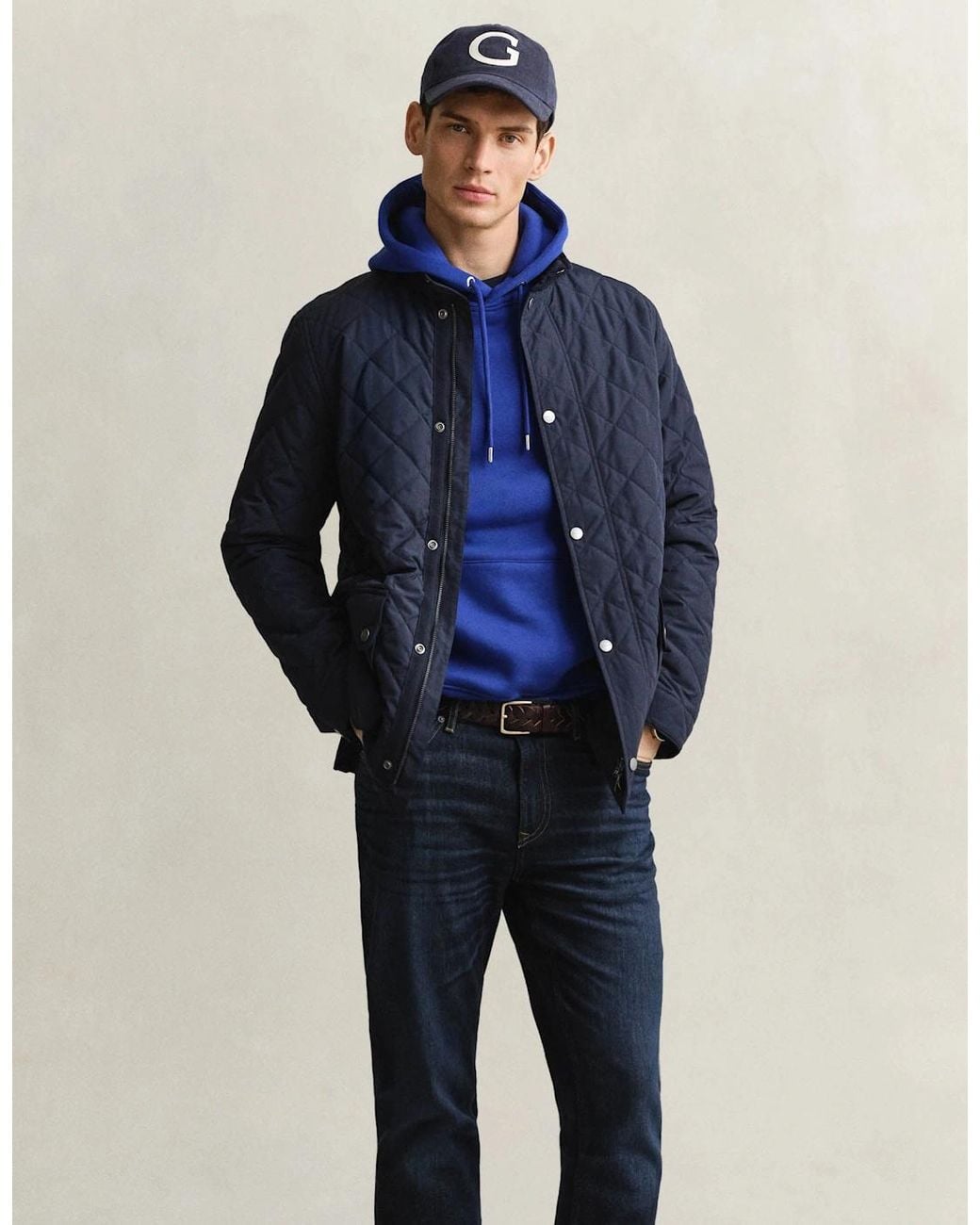 Gant Blue Quilted Mid Jacket for men