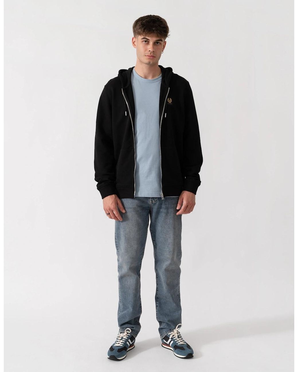 Belstaff Black Logo Full Zip Hoodie for men
