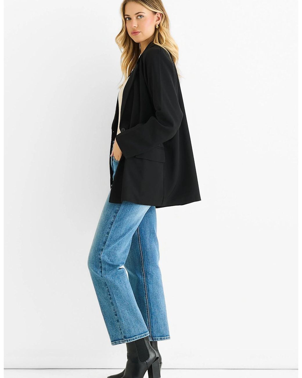 Gini London Blue Tailoring Oversized Draped Blazer