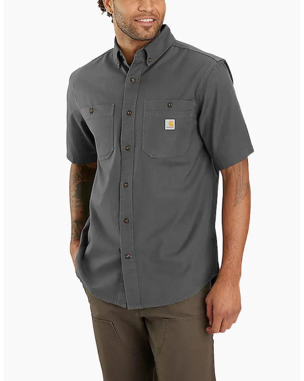 Carhartt Gray Carhartt Tw3555-M Shirts Short Sleeve Cotton Top for men