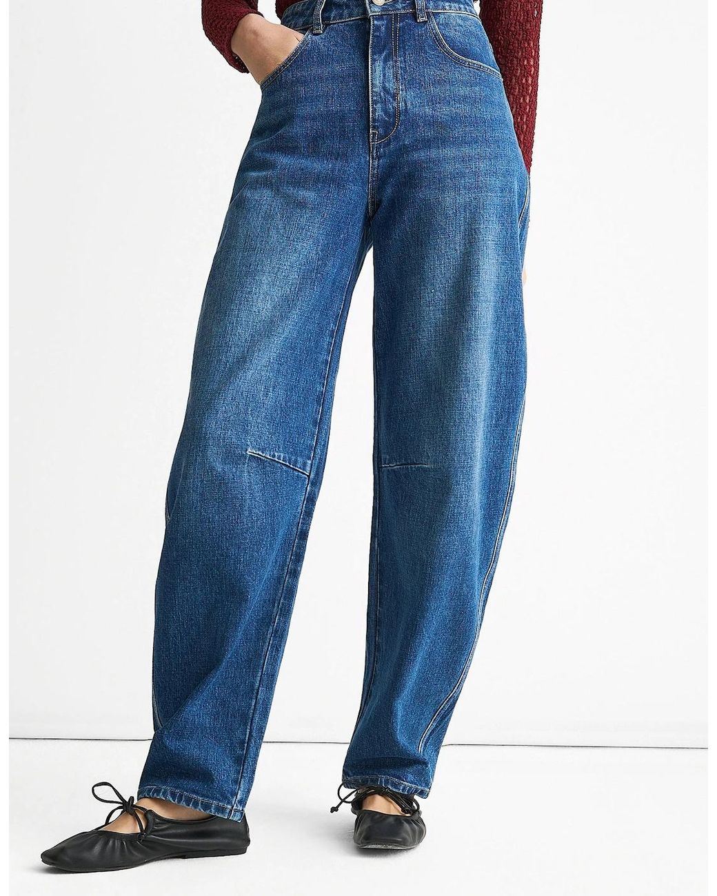 Gini London Blue Mid Rise Barrel Leg Jeans