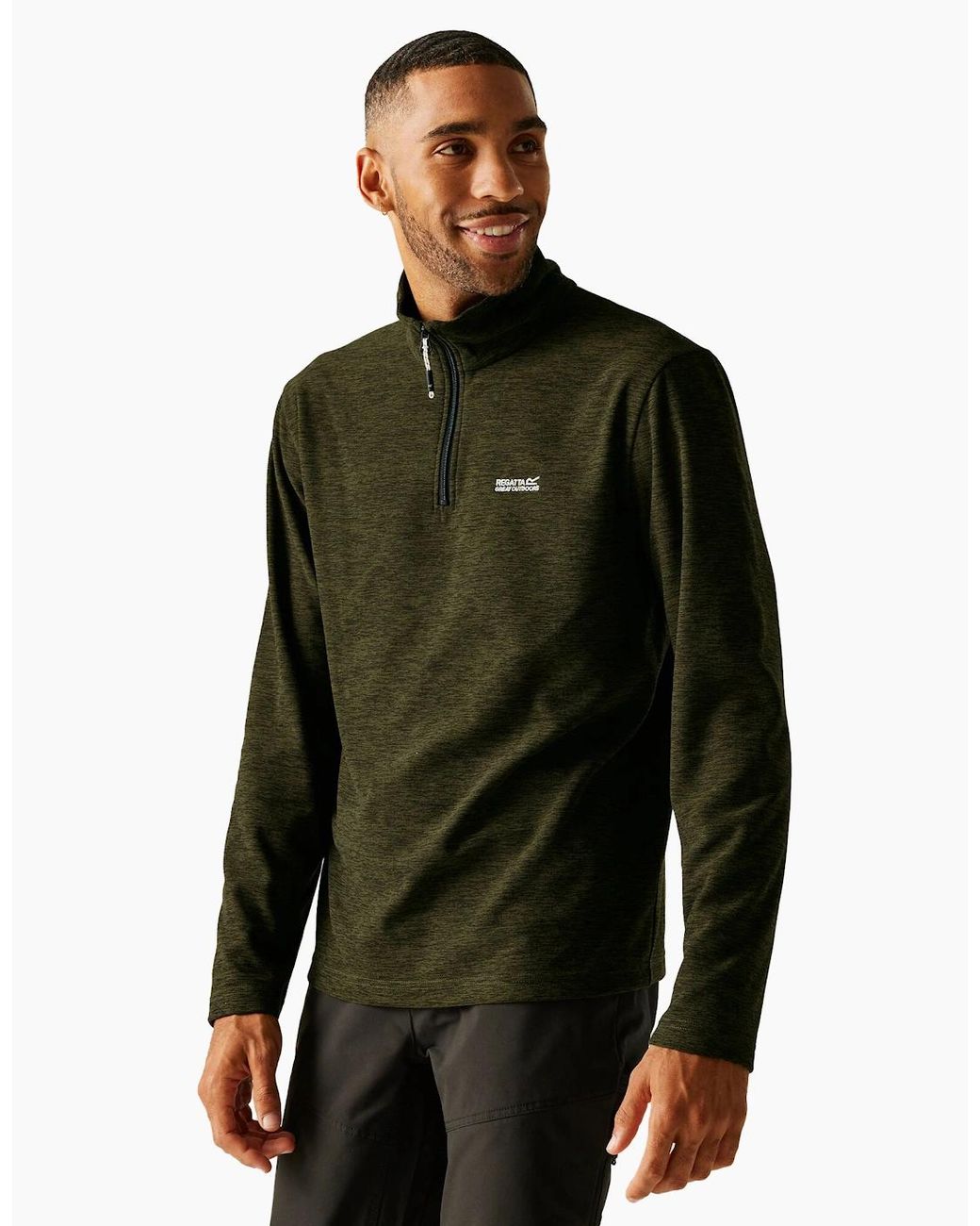 Regatta Green Thompson Marl Half Zip Fleece Jacket for men