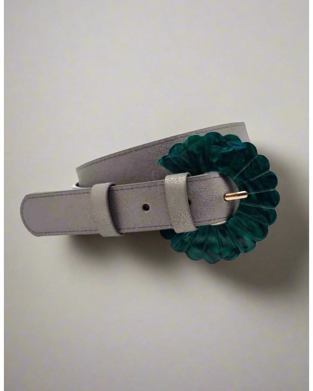 Nooki Design Gray Burlesque Fan Buckle Belt-Gunmetal