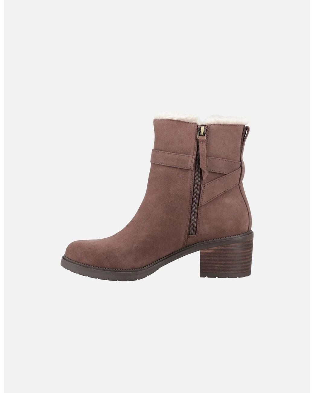 TOMS Brown Hailey Buckle Leather Oak Heeled Ankle Boots