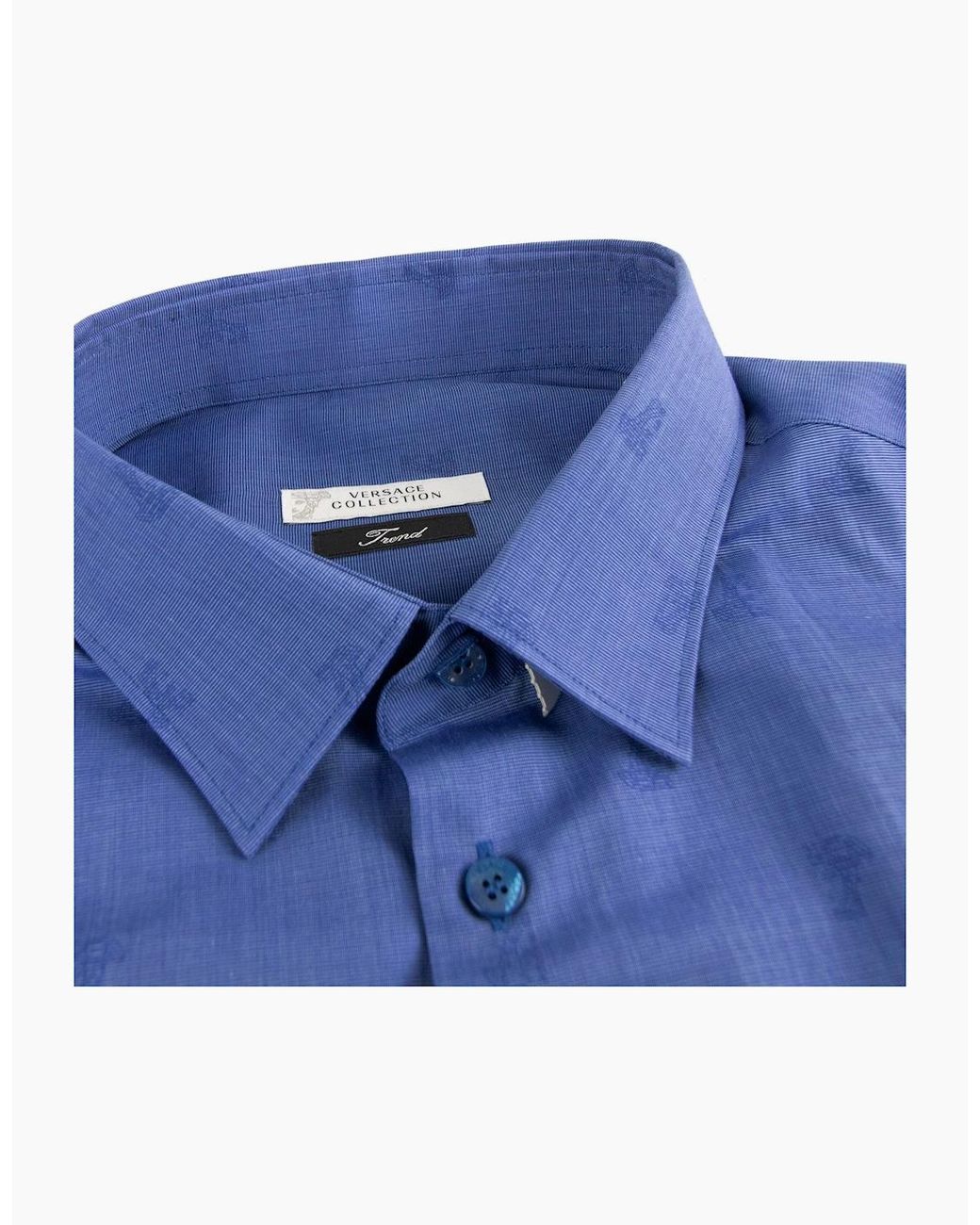 Versace Blue All Over Logo Print L/S Shirt for men