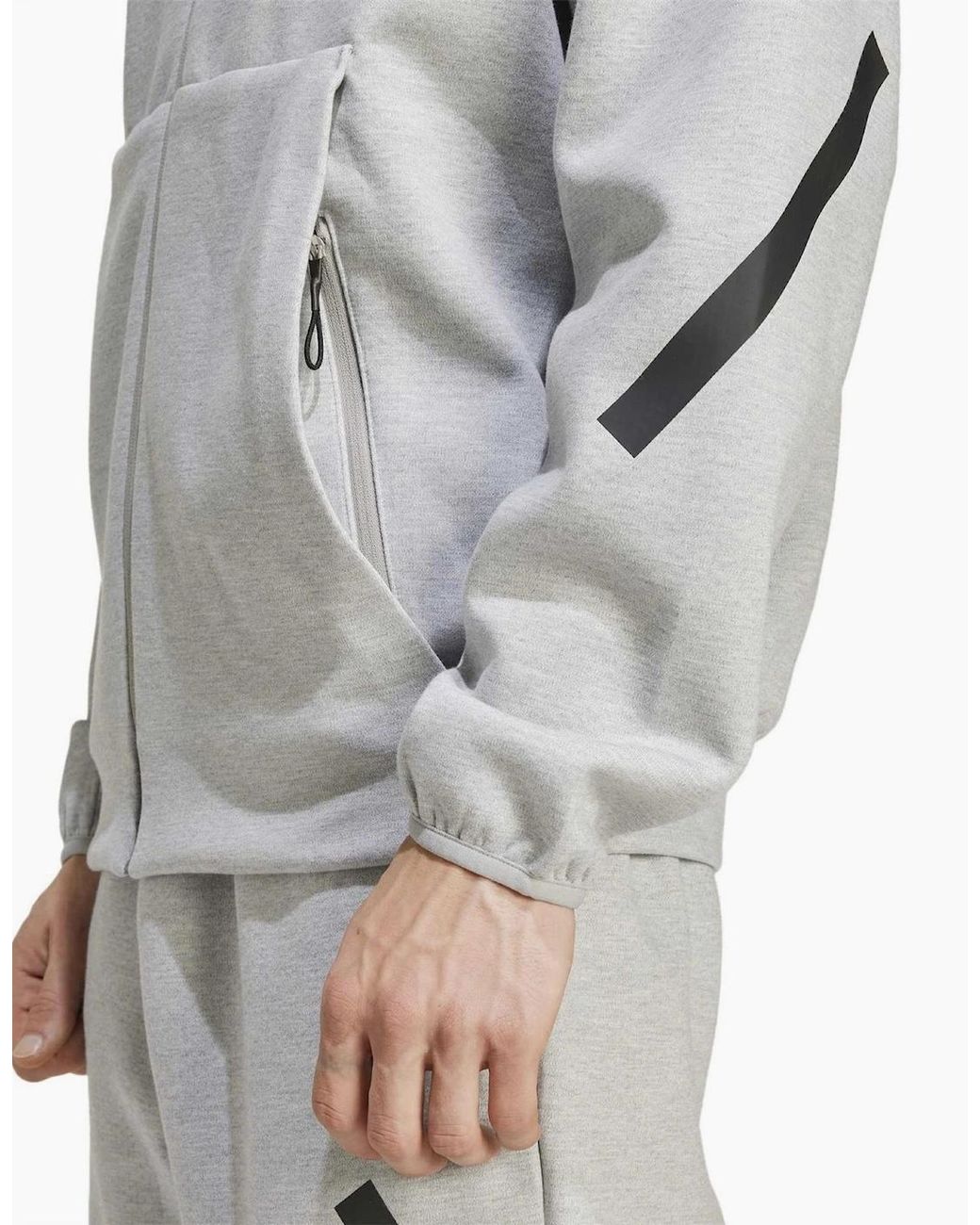 Adidas Gray Z.N.E. Hooded Neck Long Sleeve Sweatshirt for men