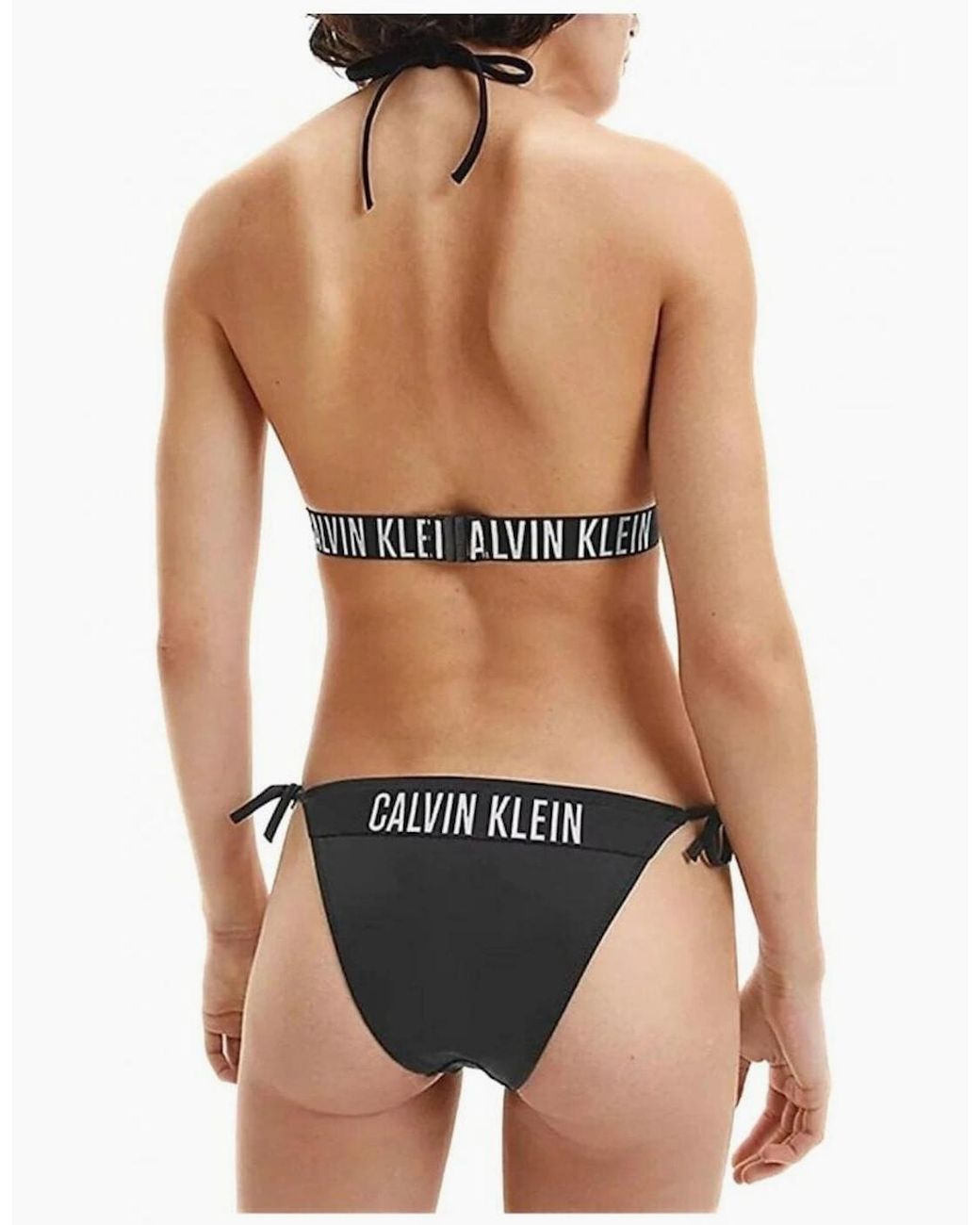 Calvin Klein Black Swimwear Intense Power String Side Tie Cheeky Bikini Bottoms