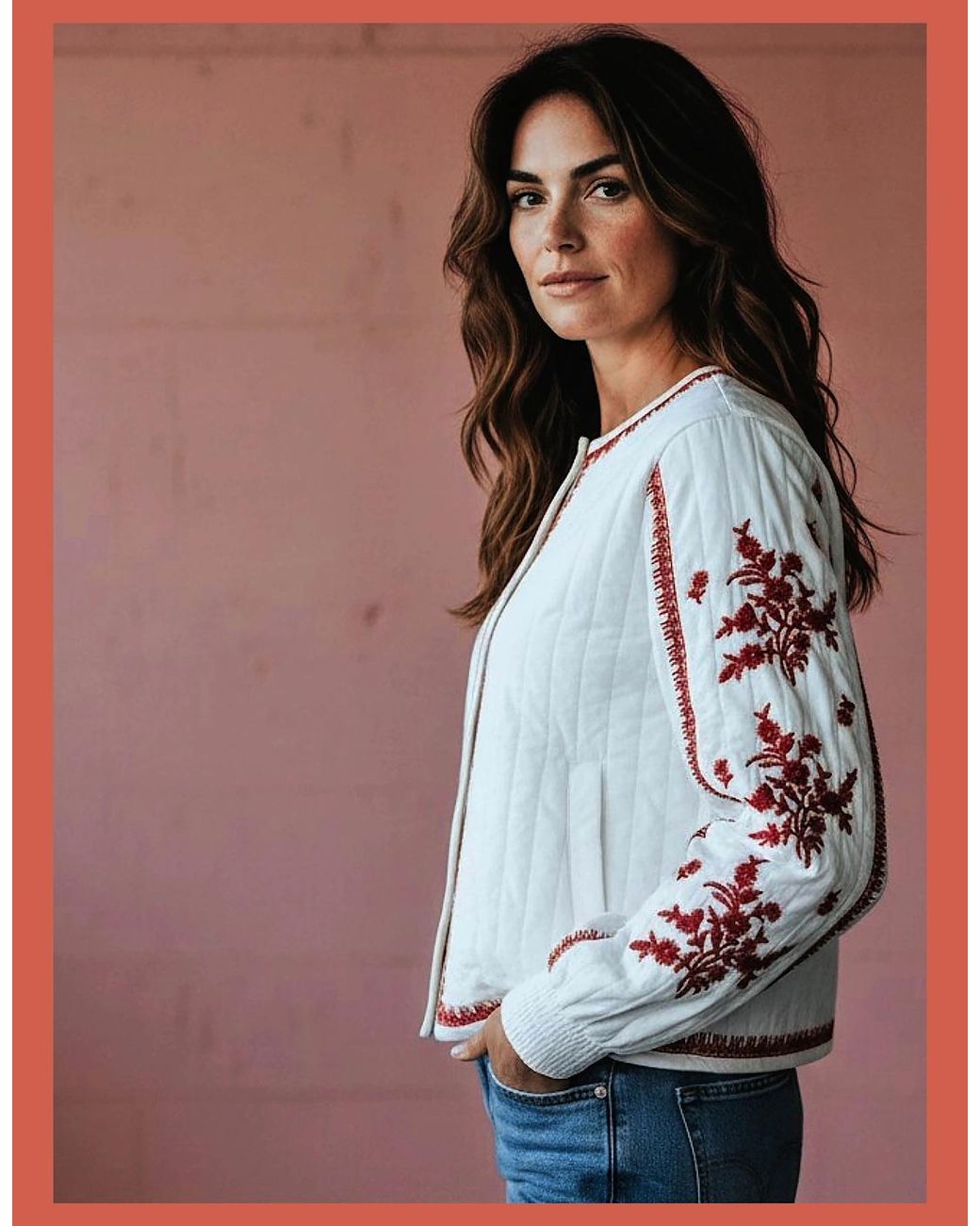 Nooki Design Brown Harlow Padded Embroidered Jacket