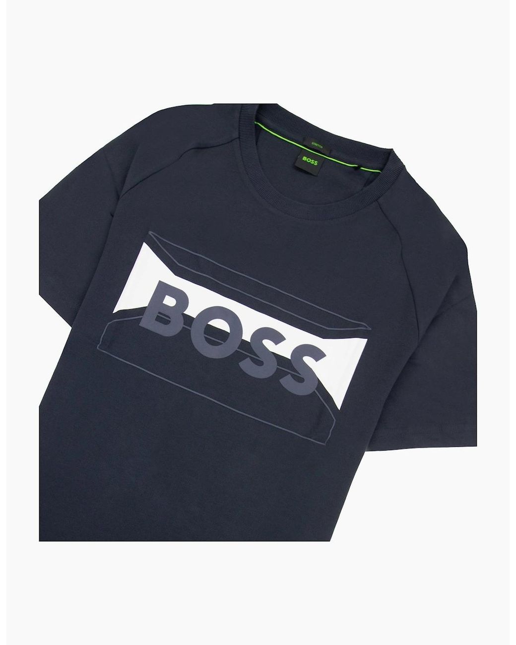 Boss Blue Tee 2 Artwork Logo T Shirt 402 for men