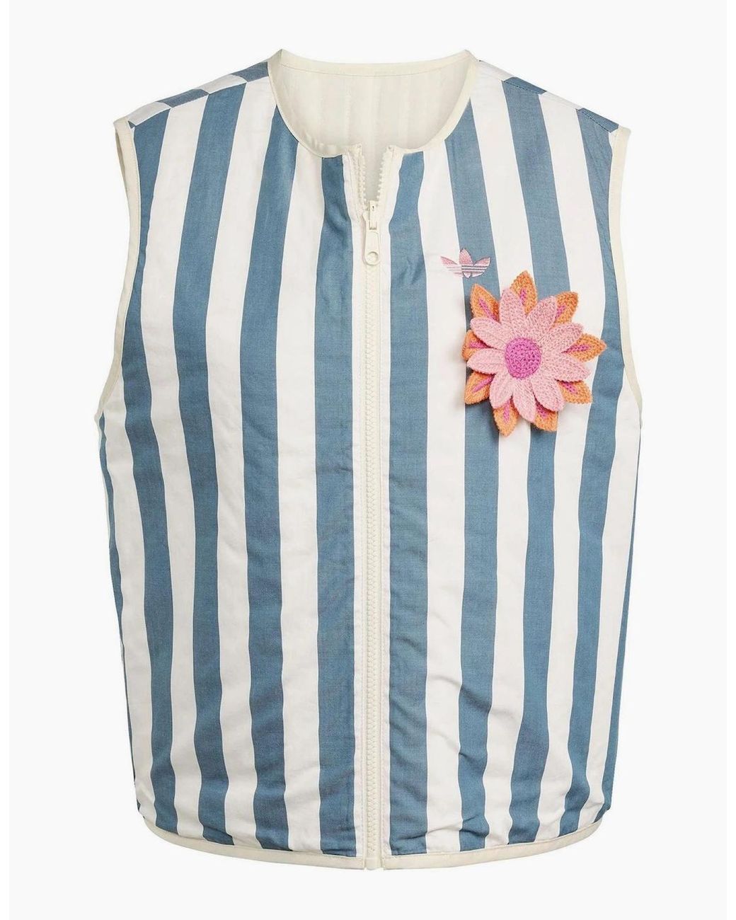 Adidas Blue Vertical Stripe Patterned Gilet Waist Coat