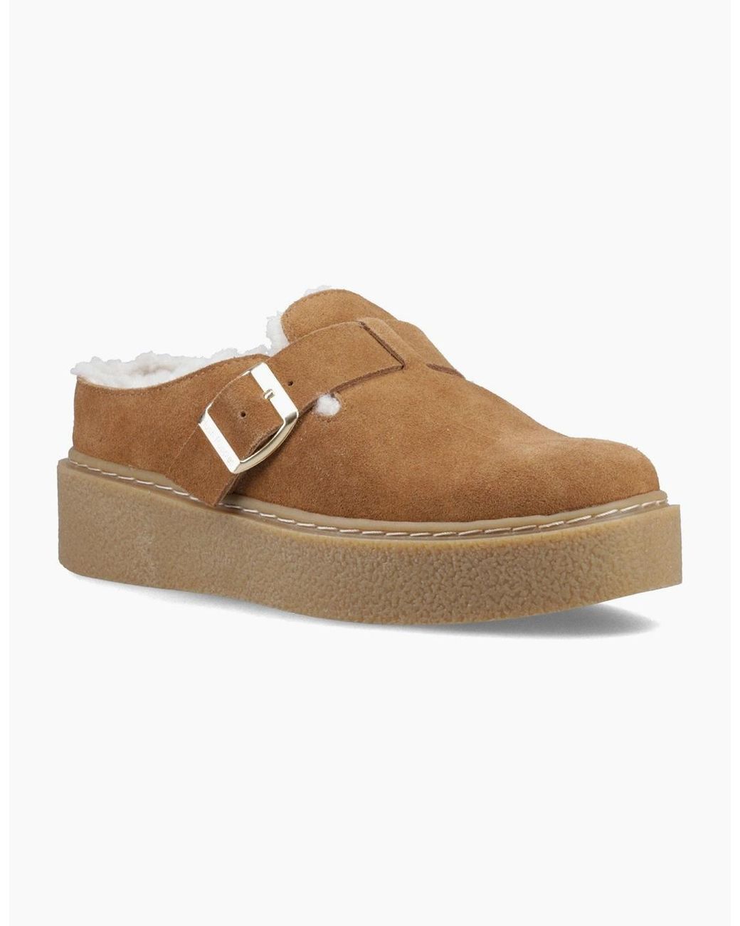 Hush Puppies Brown Blanche Fur Mules Slippers Tan