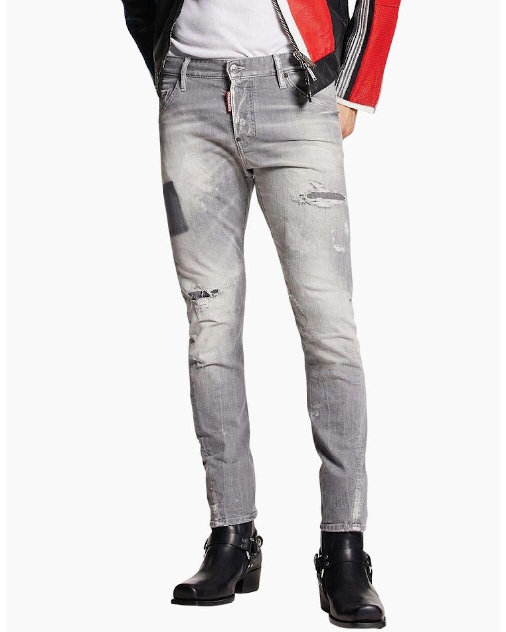 DSquared² Gray Sexy Twist Jeans Worn Faded Style Jeans for men