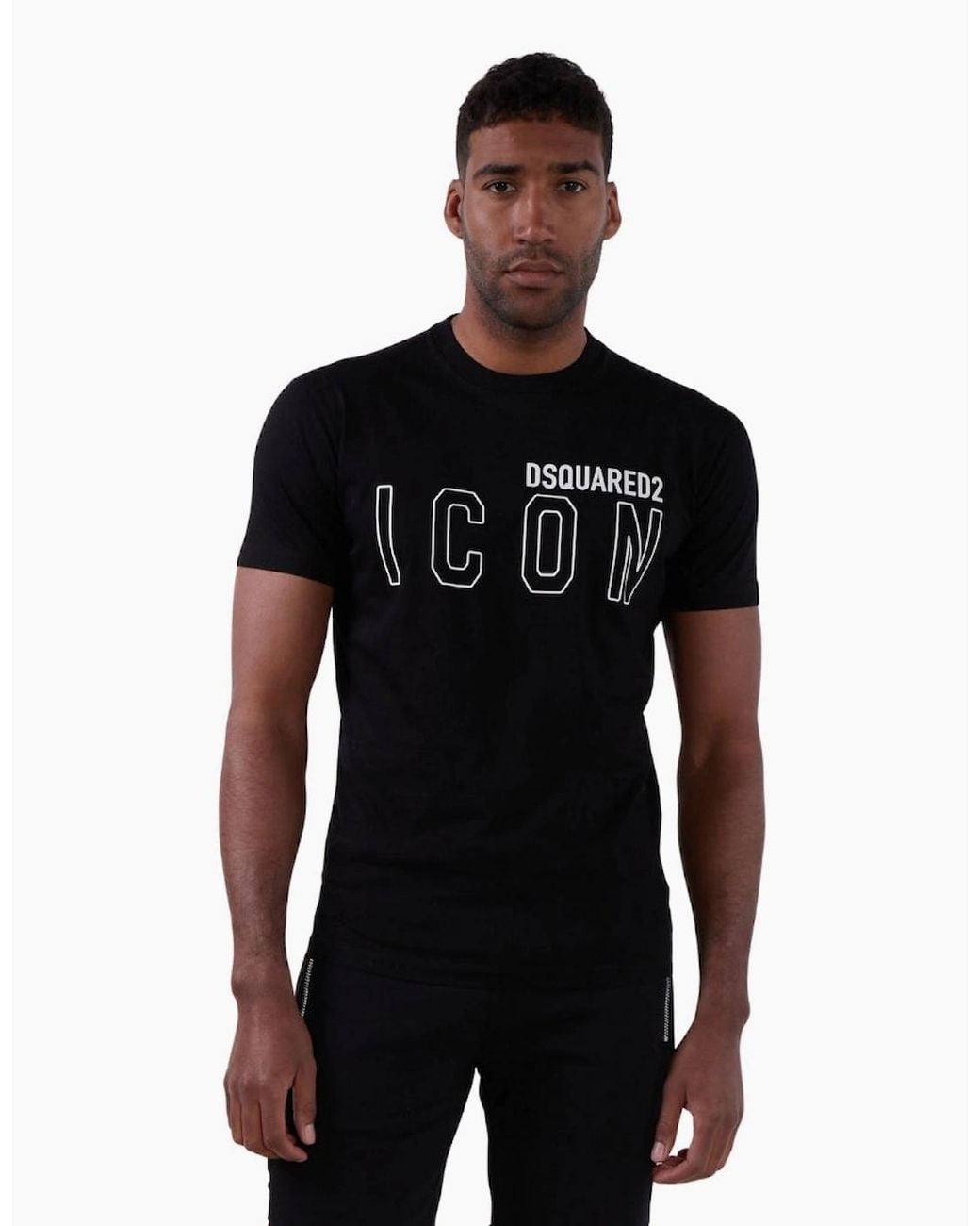 DSquared² Black Icon Outline Logo T-Shirt for men