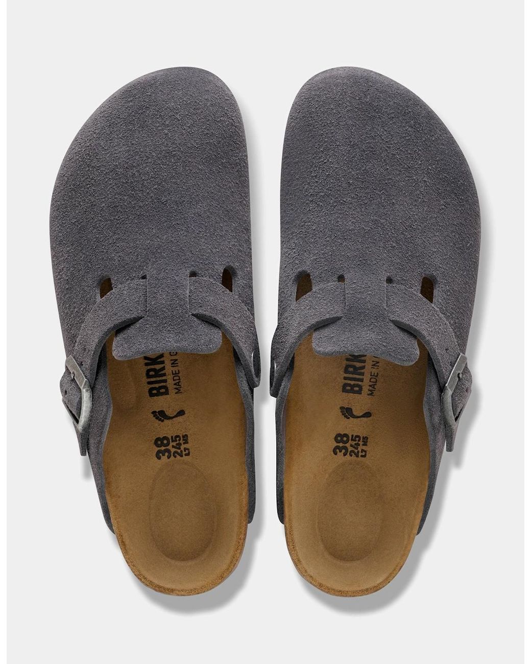 Birkenstock Boston Black Suede Leather Clogs