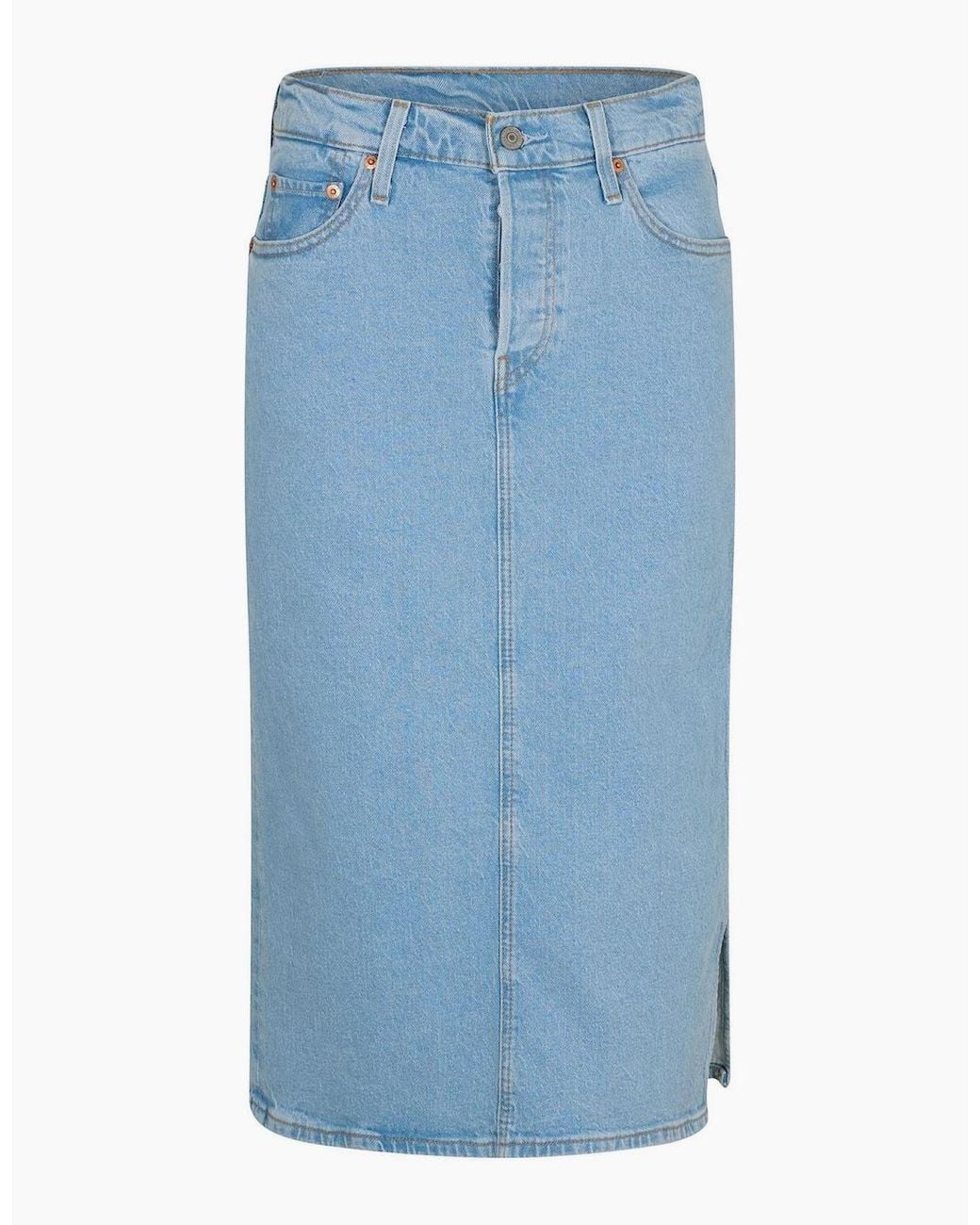 Levi's Blue Levi's Solid Patterned Side Slit Skirt