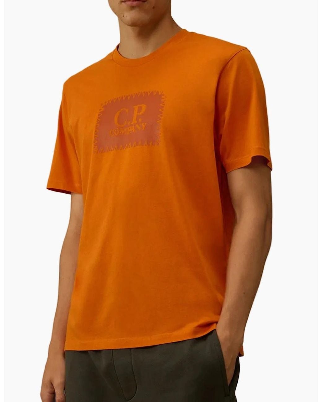 C P Company Orange Stamp Print T-Shirt for men