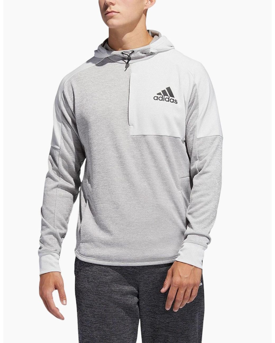 Adidas Gray Du2555 Hoodies Long Sleeve Team Issue Gym Workout Hooded Sweatshirts for men