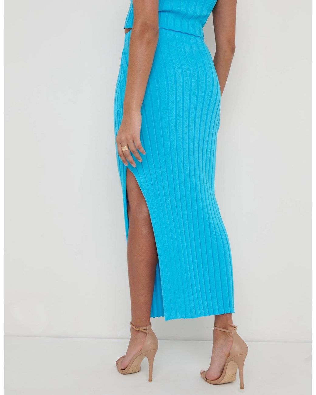 Pretty Lavish Blue Auden Rib Knit Skirt