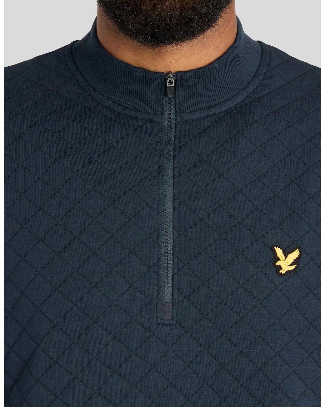 Lyle & Scott Blue Quilted 1/4 Zip Midlayer for men