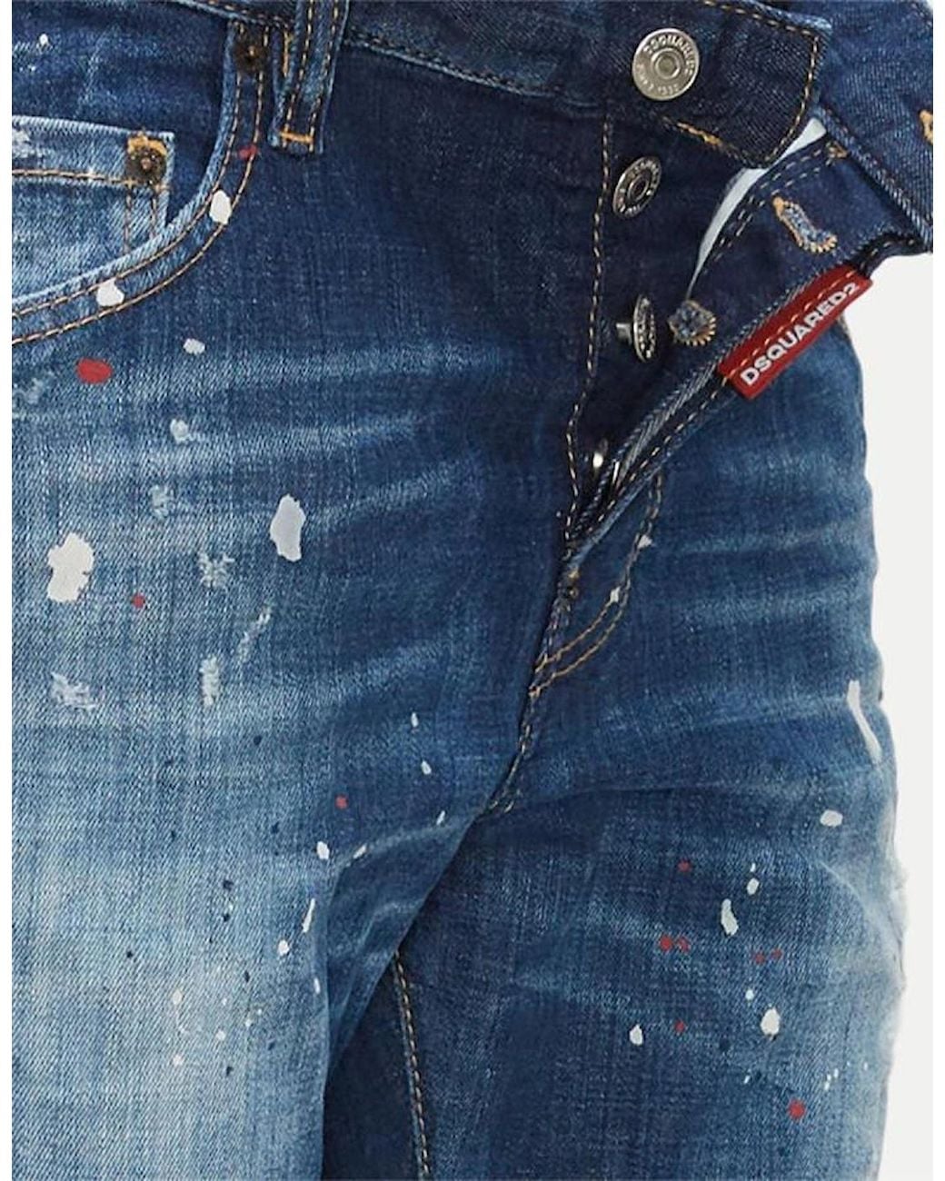 DSquared² Blue Dsq2 Patch Ripped Skater Jeans for men
