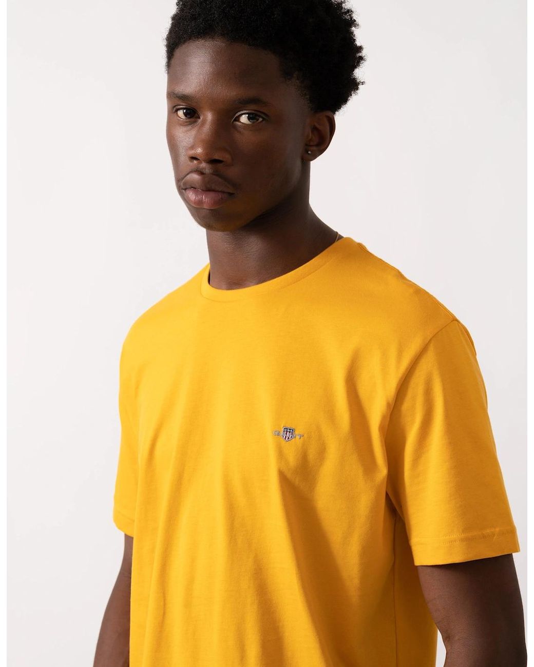 Gant Yellow Regular Fit Short Sleeve Shield Logo T-Shirt for men