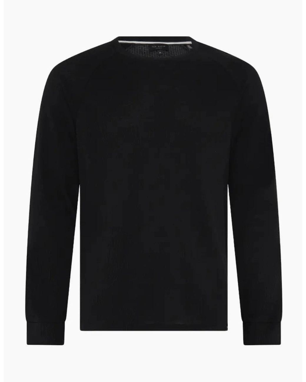 Ted Baker Black Waffle Long-Sleeve Top & Joggers Lounge Set for men