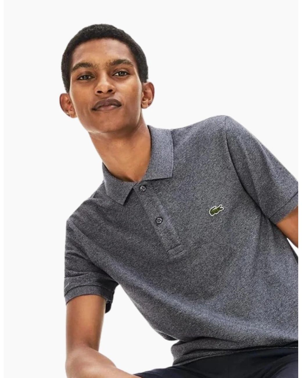 Lacoste Gray Slim Fit Mouse Pique Polo Shirt for men
