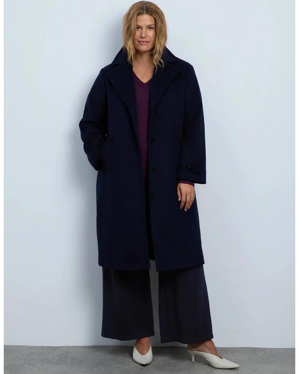 Live Unlimited London Blue Wool Blend Tailored Coat