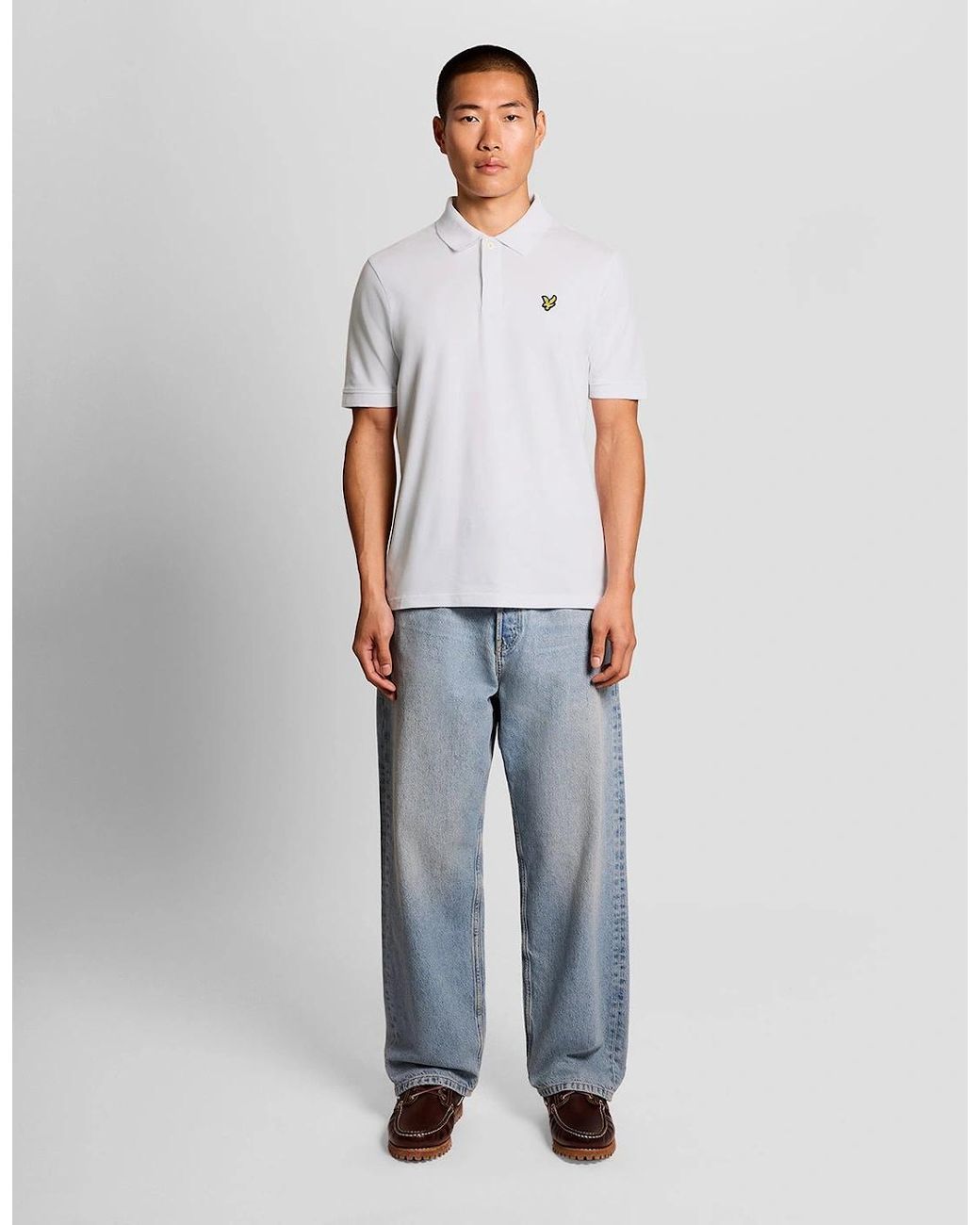 Lyle & Scott White Jacquard Tipped Polo Shirt for men